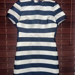 TOP SHOP Navy and White Striped Dress